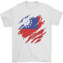 Torn Myanmar Flag Burmese Day Football Mens T-Shirt 100% Cotton White