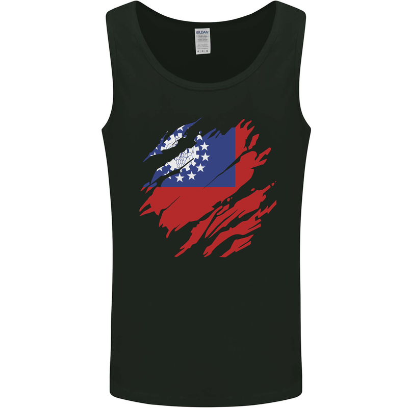 Torn Myanmar Flag Burmese Day Football Mens Vest Tank Top Black