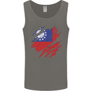 Torn Myanmar Flag Burmese Day Football Mens Vest Tank Top Charcoal