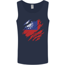 Torn Myanmar Flag Burmese Day Football Mens Vest Tank Top Navy Blue