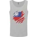 Torn Myanmar Flag Burmese Day Football Mens Vest Tank Top Sports Grey