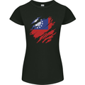 Torn Myanmar Flag Burmese Day Football Womens Petite Cut T-Shirt Black