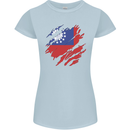 Torn Myanmar Flag Burmese Day Football Womens Petite Cut T-Shirt Light Blue