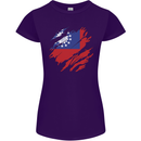 Torn Myanmar Flag Burmese Day Football Womens Petite Cut T-Shirt Purple