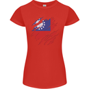 Torn Myanmar Flag Burmese Day Football Womens Petite Cut T-Shirt Red