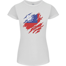 Torn Myanmar Flag Burmese Day Football Womens Petite Cut T-Shirt White