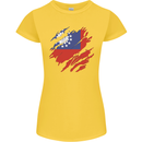 Torn Myanmar Flag Burmese Day Football Womens Petite Cut T-Shirt Yellow