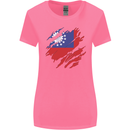 Torn Myanmar Flag Burmese Day Football Womens Wider Cut T-Shirt Azalea