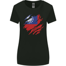 Torn Myanmar Flag Burmese Day Football Womens Wider Cut T-Shirt Black