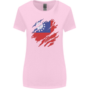 Torn Myanmar Flag Burmese Day Football Womens Wider Cut T-Shirt Light Pink