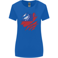 Torn Myanmar Flag Burmese Day Football Womens Wider Cut T-Shirt Royal Blue