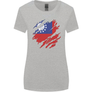 Torn Myanmar Flag Burmese Day Football Womens Wider Cut T-Shirt Sports Grey