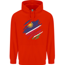 Torn Namibia Flag Namibian Day Football Childrens Kids Hoodie Bright Red