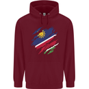 Torn Namibia Flag Namibian Day Football Childrens Kids Hoodie Maroon