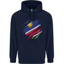 Torn Namibia Flag Namibian Day Football Childrens Kids Hoodie Navy Blue
