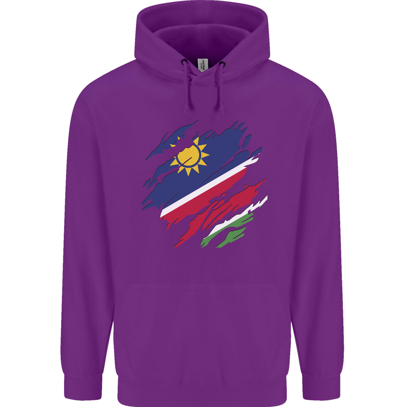 Torn Namibia Flag Namibian Day Football Childrens Kids Hoodie Purple