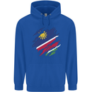 Torn Namibia Flag Namibian Day Football Childrens Kids Hoodie Royal Blue