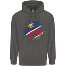 Torn Namibia Flag Namibian Day Football Childrens Kids Hoodie Storm Grey