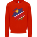 Torn Namibia Flag Namibian Day Football Kids Sweatshirt Jumper Bright Red