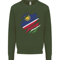 Torn Namibia Flag Namibian Day Football Kids Sweatshirt Jumper Forest Green