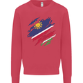 Torn Namibia Flag Namibian Day Football Kids Sweatshirt Jumper Heliconia