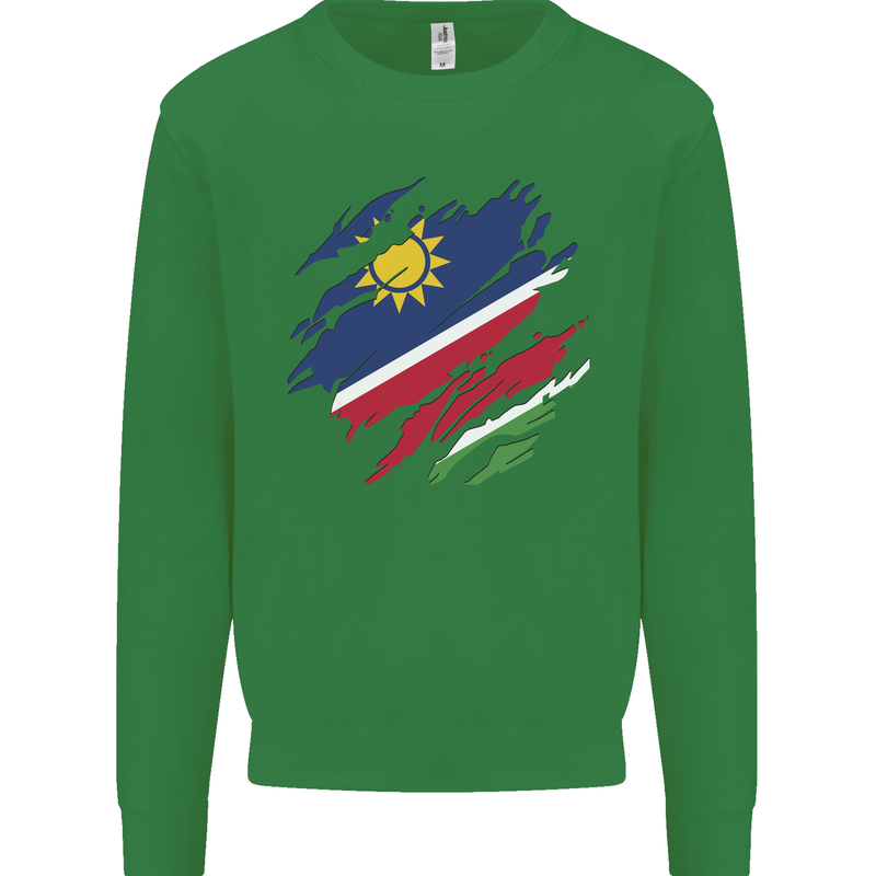 Torn Namibia Flag Namibian Day Football Kids Sweatshirt Jumper Irish Green