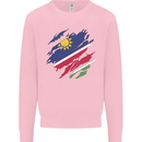 Torn Namibia Flag Namibian Day Football Kids Sweatshirt Jumper Light Pink