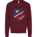 Torn Namibia Flag Namibian Day Football Kids Sweatshirt Jumper Maroon