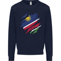 Torn Namibia Flag Namibian Day Football Kids Sweatshirt Jumper Navy Blue