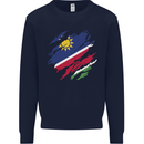 Torn Namibia Flag Namibian Day Football Kids Sweatshirt Jumper Navy Blue