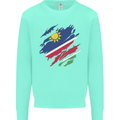 Torn Namibia Flag Namibian Day Football Kids Sweatshirt Jumper Peppermint