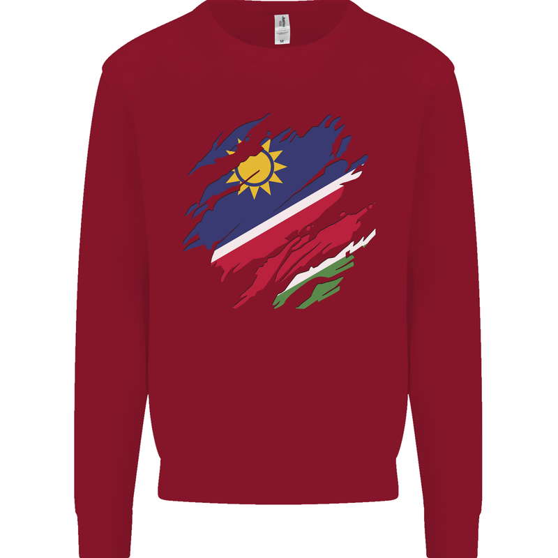Torn Namibia Flag Namibian Day Football Kids Sweatshirt Jumper Red