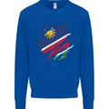 Torn Namibia Flag Namibian Day Football Kids Sweatshirt Jumper Royal Blue