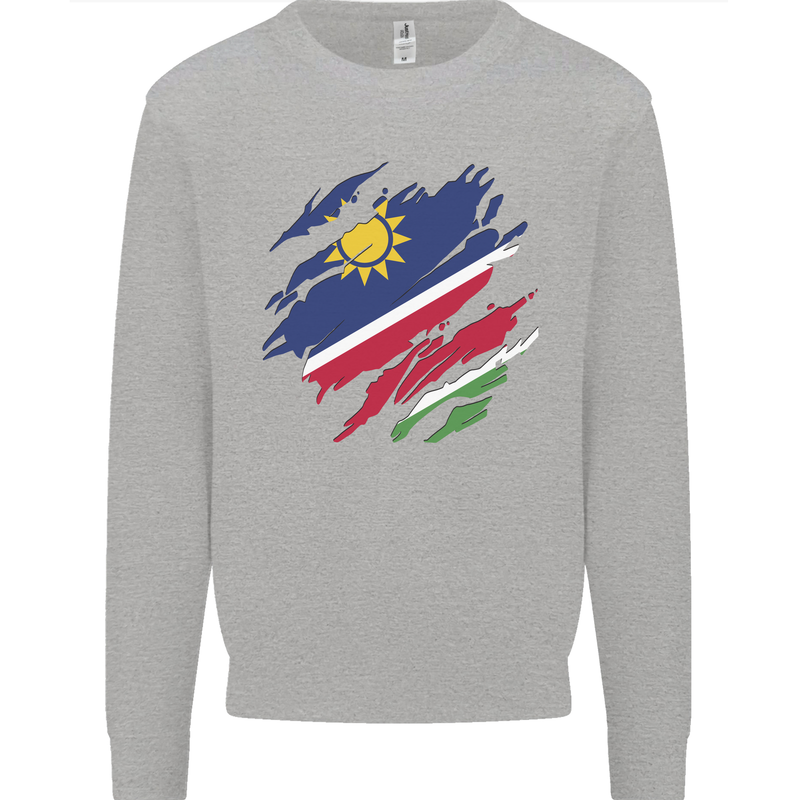 Torn Namibia Flag Namibian Day Football Kids Sweatshirt Jumper Sports Grey