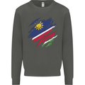Torn Namibia Flag Namibian Day Football Kids Sweatshirt Jumper Storm Grey