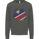 Torn Namibia Flag Namibian Day Football Kids Sweatshirt Jumper Storm Grey