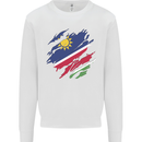 Torn Namibia Flag Namibian Day Football Kids Sweatshirt Jumper White