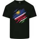 Torn Namibia Flag Namibian Day Football Kids T-Shirt Childrens Black