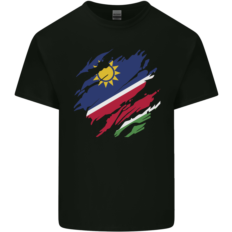Torn Namibia Flag Namibian Day Football Kids T-Shirt Childrens Black