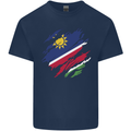 Torn Namibia Flag Namibian Day Football Kids T-Shirt Childrens Navy Blue