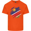 Torn Namibia Flag Namibian Day Football Kids T-Shirt Childrens Orange