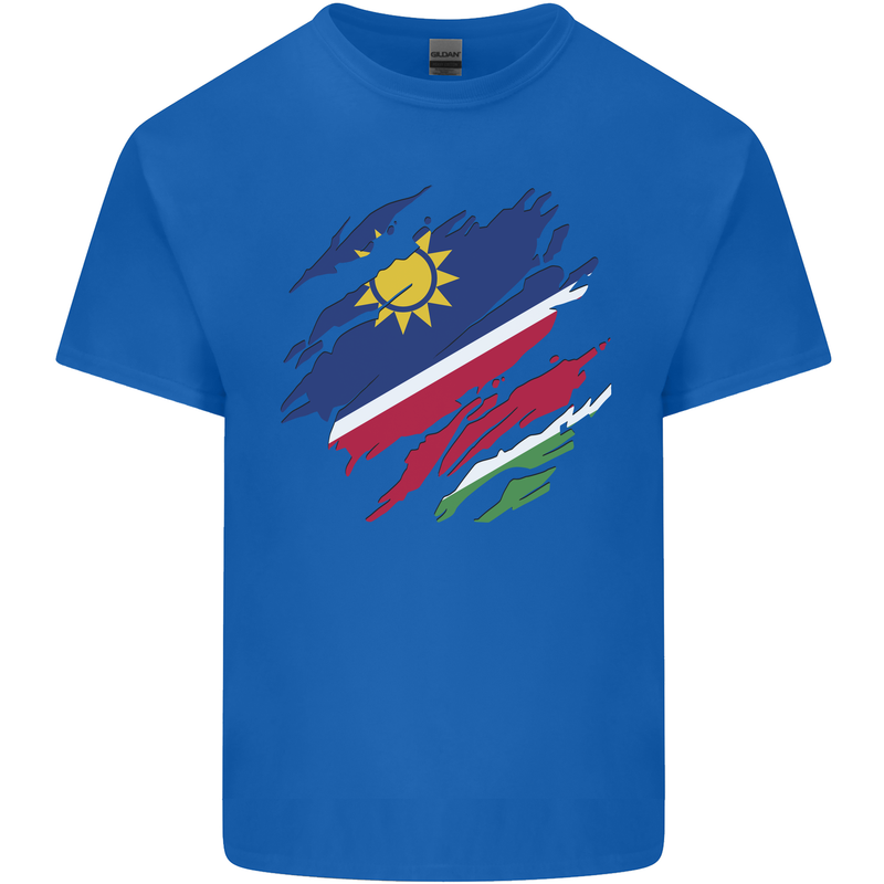 Torn Namibia Flag Namibian Day Football Kids T-Shirt Childrens Royal Blue