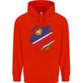 Torn Namibia Flag Namibian Day Football Mens 80% Cotton Hoodie Bright Red