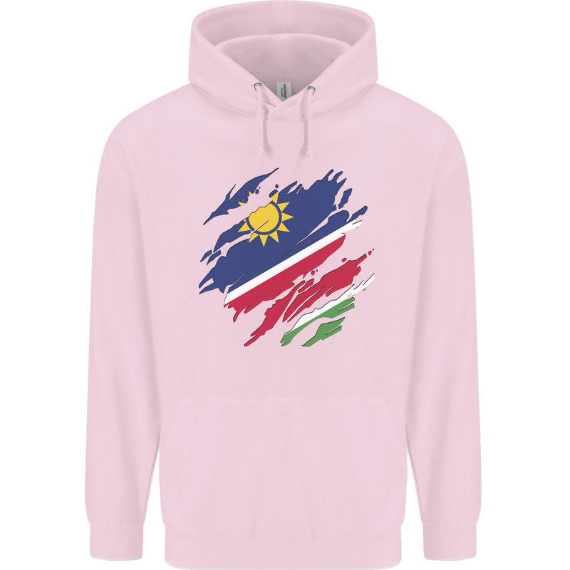Torn Namibia Flag Namibian Day Football Mens 80% Cotton Hoodie Light Pink