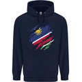 Torn Namibia Flag Namibian Day Football Mens 80% Cotton Hoodie Navy Blue