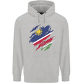 Torn Namibia Flag Namibian Day Football Mens 80% Cotton Hoodie Sports Grey