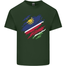 Torn Namibia Flag Namibian Day Football Mens Cotton T-Shirt Tee Top Forest Green