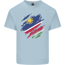 Torn Namibia Flag Namibian Day Football Mens Cotton T-Shirt Tee Top Light Blue