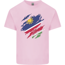Torn Namibia Flag Namibian Day Football Mens Cotton T-Shirt Tee Top Light Pink