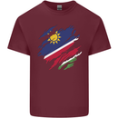 Torn Namibia Flag Namibian Day Football Mens Cotton T-Shirt Tee Top Maroon